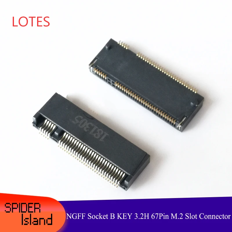 

Оригинальный разъем NGFF B, высота ключа 3,2 H, 67Pin, разъем M.2, адаптер для фоторазъема Φ 67p NGFF SMT