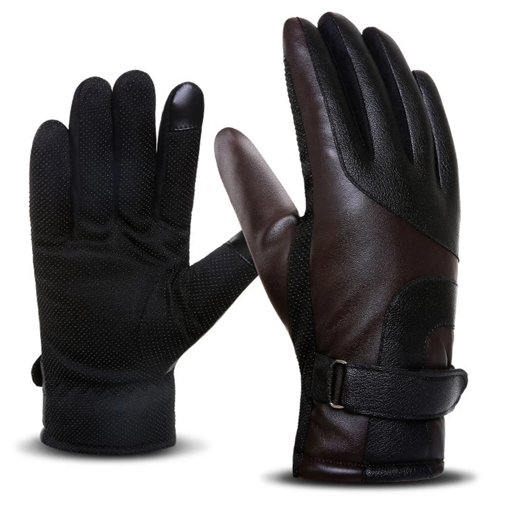

Winter Riding PU Leather Warm Motorcycle Thermal Windproof Waterproof Anti-slip Gloves Protection TouchScreen