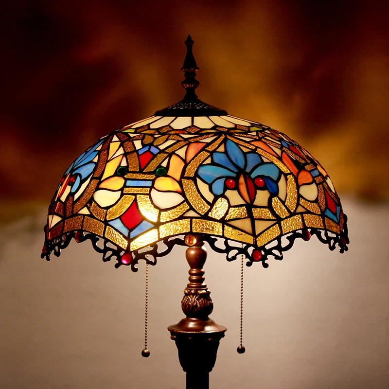 

Tiffany European Baroque garden color glass floor lamp dining room bedroom decoration lamp