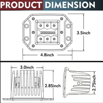

Shockproof LED Work Light 48W Spot Flood beam Off road Flashing 4800LM