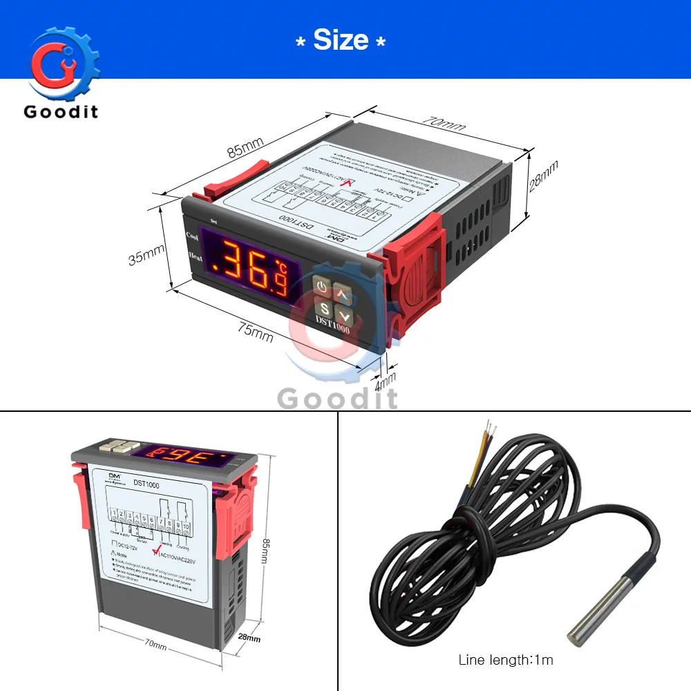 СВЕТОДИОДНЫЙ цифровой регулятор температуры DC 12V 24V AC 110V 220V терморегулятор управления термостатом W/нагреватель и кулер датчик