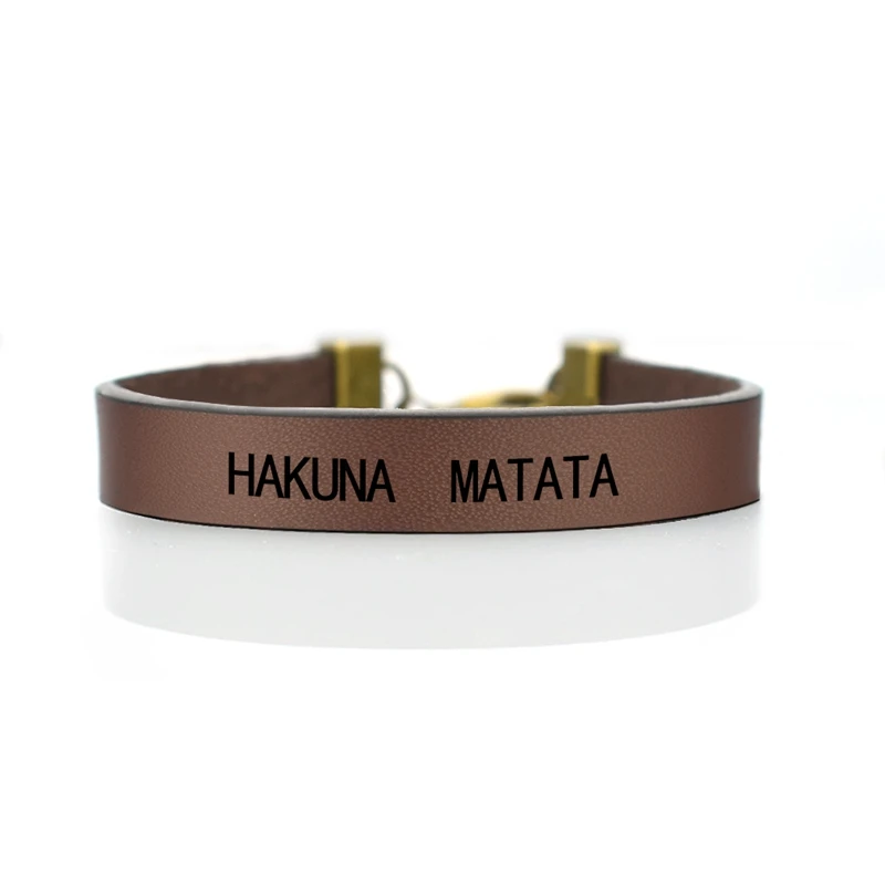 "Хакуна матата" африканская пословица вдохновляющий красный кожаный браслет для женщин и мужчин Винтажные Ювелирные изделия браслет с гравировкой дружеский подарок