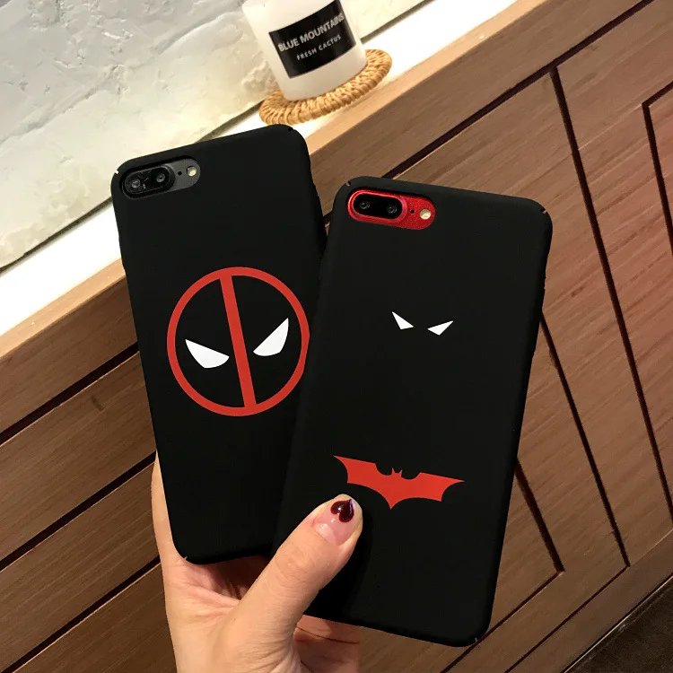 

For iphone 6 7 8 6s 6 s plus Case Cover For Apple Funda Coque iphone 7plus 8Plus Case Black Cute Deadpool Batman Hard Phone Case