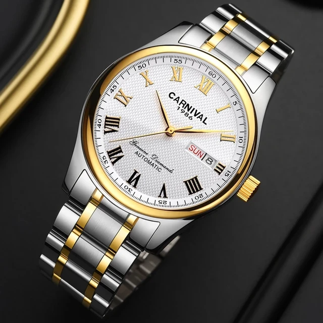 $ Relogio Masculino CARNIVAL Brand Automatic Watches For Men Luxury Waterproof Fashion Gold Silver Dress Mechanical Watch Clock