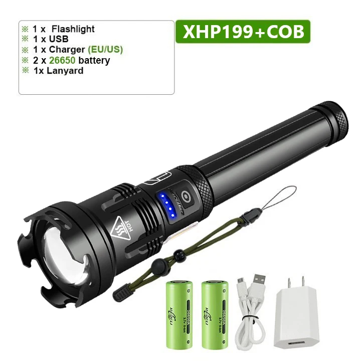 best small flashlights Newest XHP199 High Power LED Flashlights Ultra Powerful Led Torch Lights XHP160 Rechargeable Tactical Flashlight Hunting Lantern small led torch Flashlights