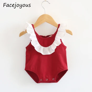 

Baby Summer Clothes Baby Girl Bodysuits Cute Newborn Red Bodysuit Cotton Sleeveless Infant Jumpsuit 0-24M