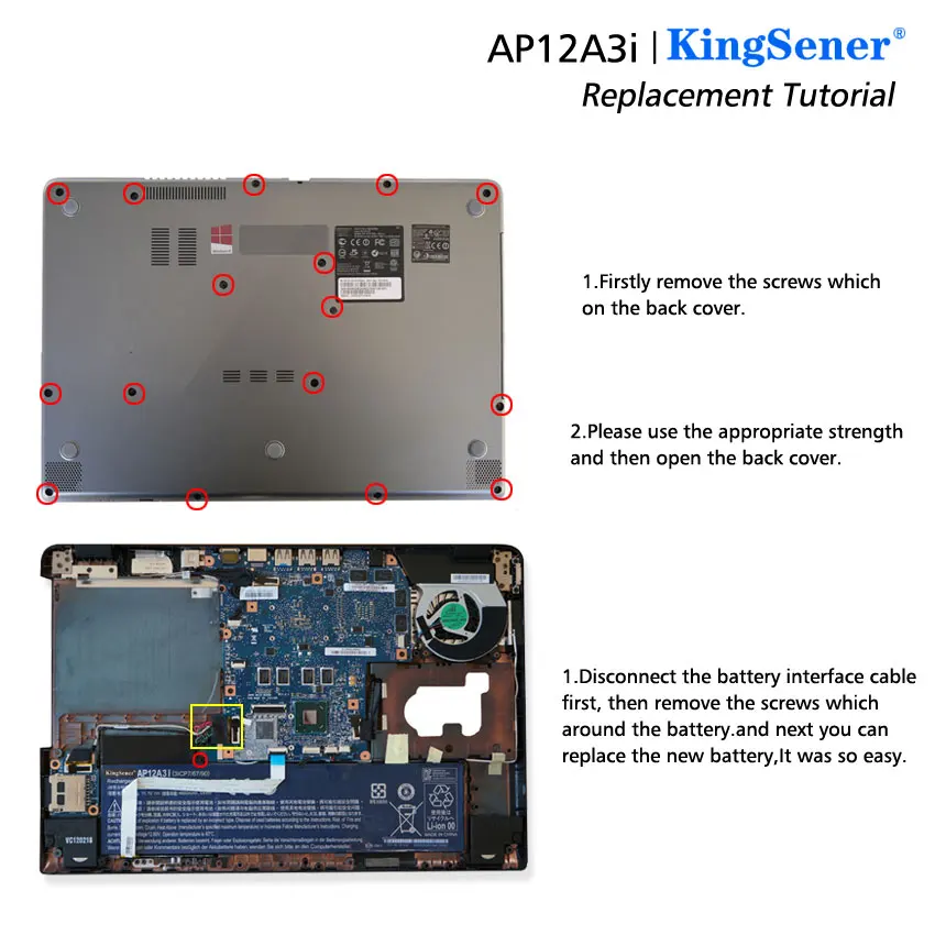 Bateria do Portátil Acer Aspire Timeline Ultra m3 m5 M3581tg M3481tg M5-481tg M5-581tg Ap12a4i 11.1v 4850mah Kingsener-ap12a3i - Imagem 4
