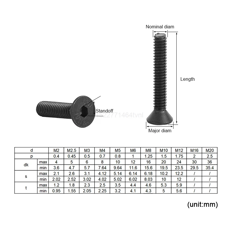 20/50Pcs Hexagon Socket Platte Verzonken Kop Schroef Carbon Staal M2 M2.5 M3 M4 M5 M6 M8 Hex socket Bouten Machine Schroef DIN7991