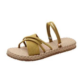 

Slippers Female 2020 Summer New Fashion Gladiator Slipper Cross Word Non-slip Women Sandals Woman Slip On Flats Shoes