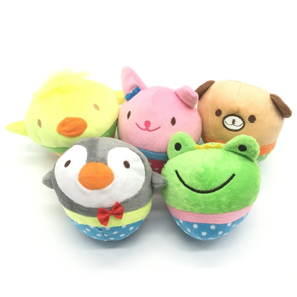 

Funny Bite Resistant Cute Animal Designs Chew Squeaker Squeaky Plush Squeak Solid Dog Ball Pet Dog Toy For Small Dogs Pets