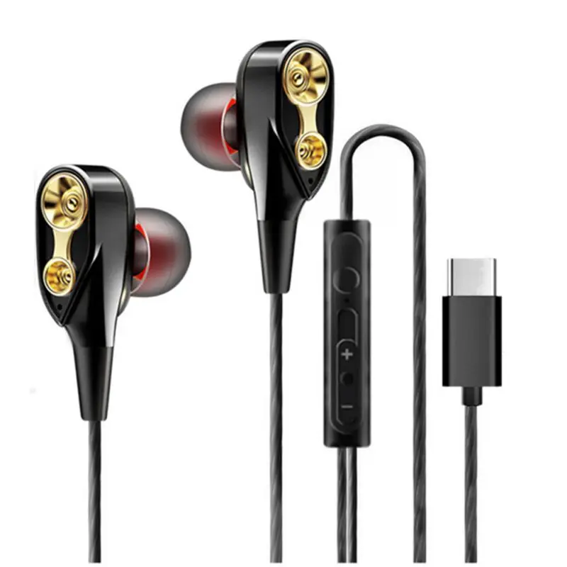 Двойные динамические драйверы USB C наушники HiFi Тип C наушники цифровые наушники - Цвет: as picture XS0071B