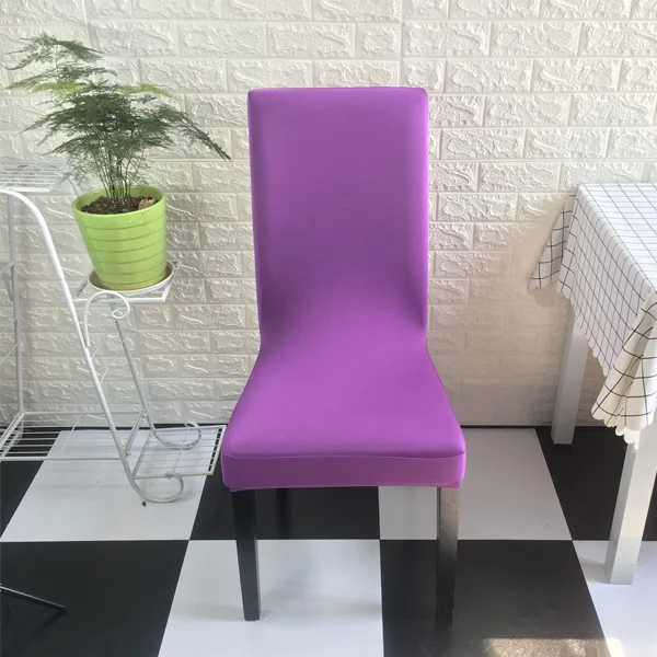 Violet Роскошные Однотонные эластичные Чехлы для обеденных стульев из спандекса, чехлы для гостиной, дома, вечерние, свадебные, декоративные чехлы для стульев - Цвет: Violet