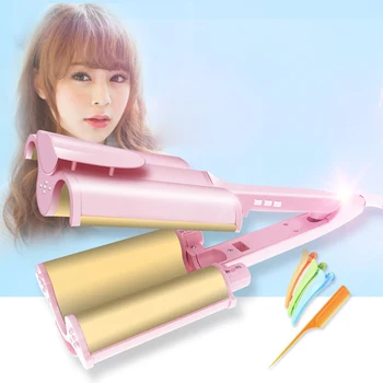 

triple hair curler Splint Titanium Automatic Ceramic Hair Curler Big Waver Curling Iron Hair Curlers Rollers Styling Tools