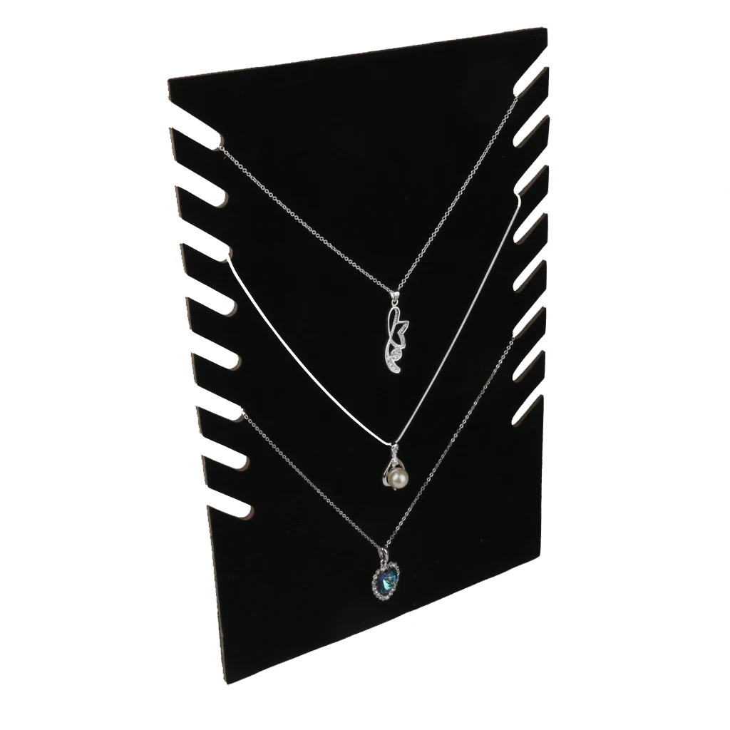 Black Velvet Jewelry Chain Necklace Pendant Jewelry Display Stand Holder Showcase 28 x 19.1 x 0.3cm