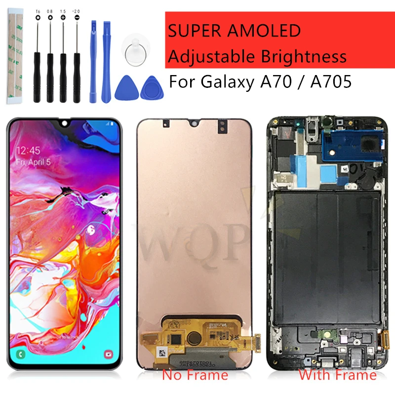 

AMOLED For Samsung galaxy A70 LCD 2019 A705 A705F SM-A705F SM-A7050 lcd Touch Screen Digitizer Assembly For Samsung a70+frame