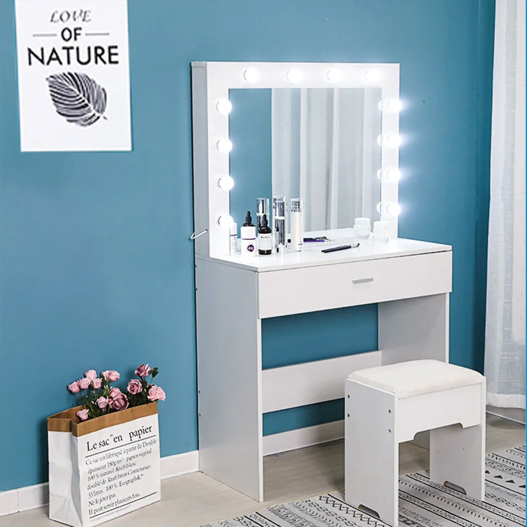 Makeup Dressing Table With Stool Mirror Bulb Vanity Set With Lighted Mirror Cushioned Stool Dressing Table Makeup Table For Us Aliexpress Makeup Dressing Table With Stool Mirror Bulb Vanity Set With Lighted Mirror Cushioned Stool Dressing Table Makeup Table For Us Aliexpress