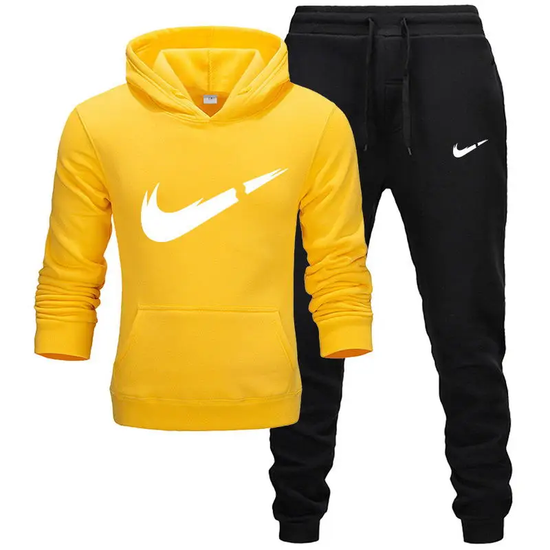 Sets 18 New Brand Tracksuit Fashion Men's Hoodies Sets Sportswear two-piece sets of thick Hooded+ Pants Sports Suit for men - Цвет: Sets 18