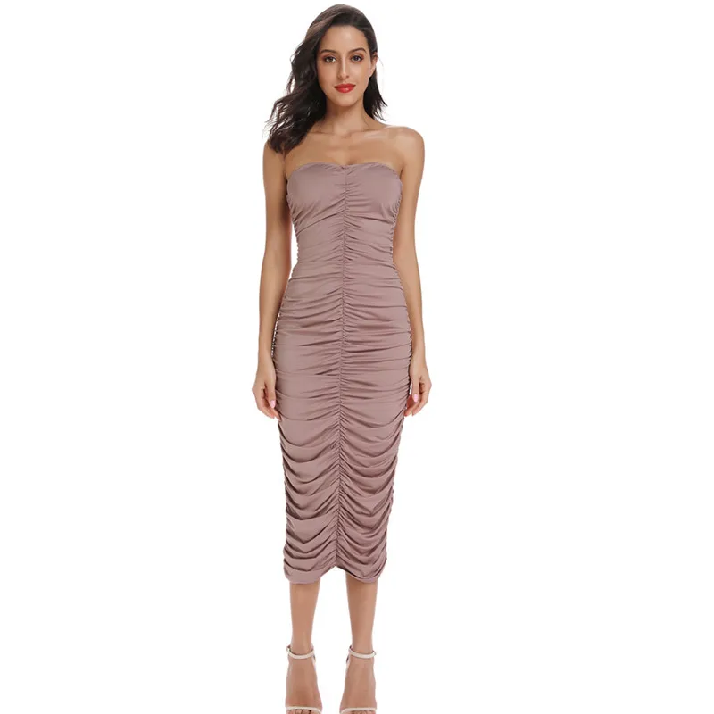 

Summer Dress 2020 Ruched Party Dresses Women Off Shoulder Sexy Long Bodycon Fashion Runway Slim Elegant Vestidos