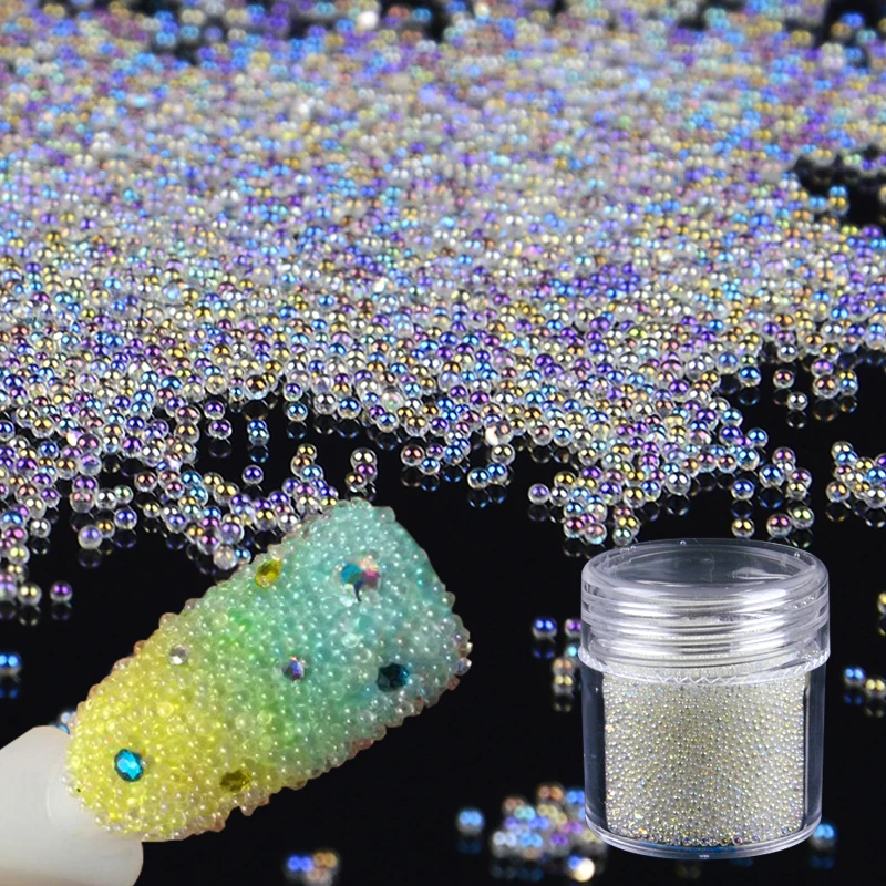 1 коробка 10 г АВ прозрачные микро икры бусины 3D DIY блестящие маникюрные украшения