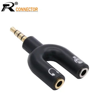 

10PCS Gold U Type Adapter Dual 3.5 MM Headphone Plug Audio Cables Splitter Microphone 2 in 1 Swivel Connector For Xiaomi etc.