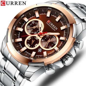 

Reloj Hombres Stainless Steel Business Men's Watch CURREN New Watch Chronograph Luminous Wristwatch Fashion Mens Dress Watches