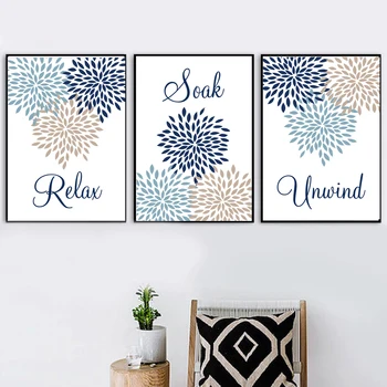 

Home Decoration Nordic Bathroom Poster Wall Art HD Print Abstract Flower on The Bathtub Picture Canvas Painting Frame Picture