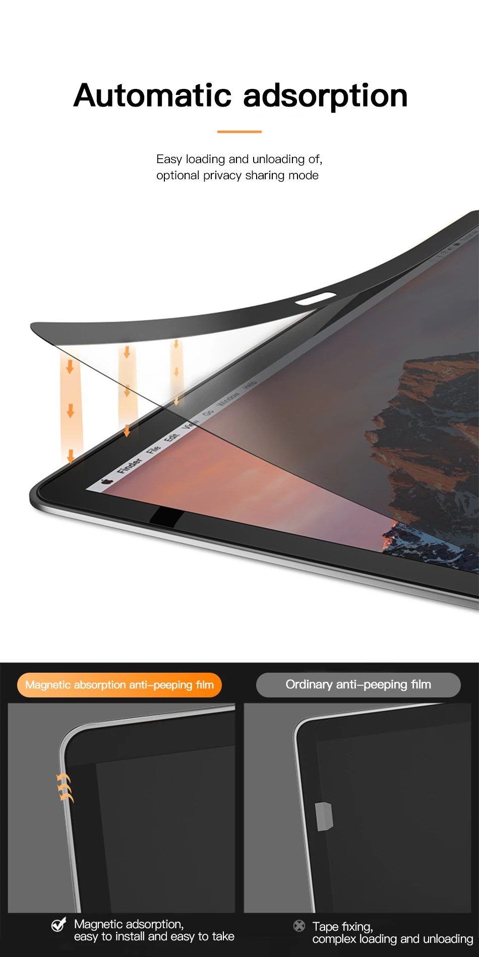 Benks Magnetic Anti-spy Screen Protector Film For Apple Macbook Notebook 121315 inch Full Privacy Protect For Air13 Pro Retina (6)