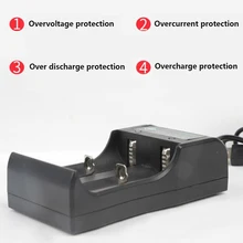 

USB 2-Slot Battery Charger USB Plug For 3.7V Rechargeable Battery BlackAA