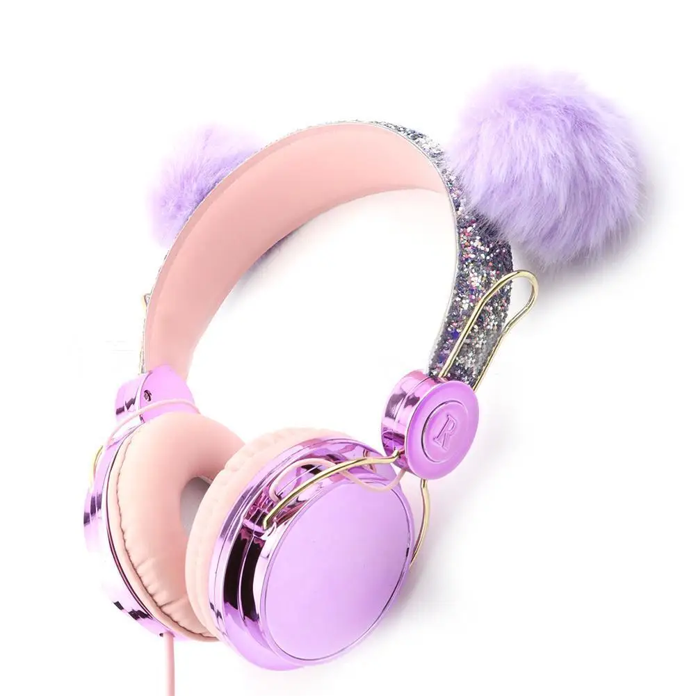Cute Kids Wired Headphone with Microphone Girls 3 5mm Computer Stereo Gift Mobile Headphones Girl Earphone Phone Cat Gamer W3B0