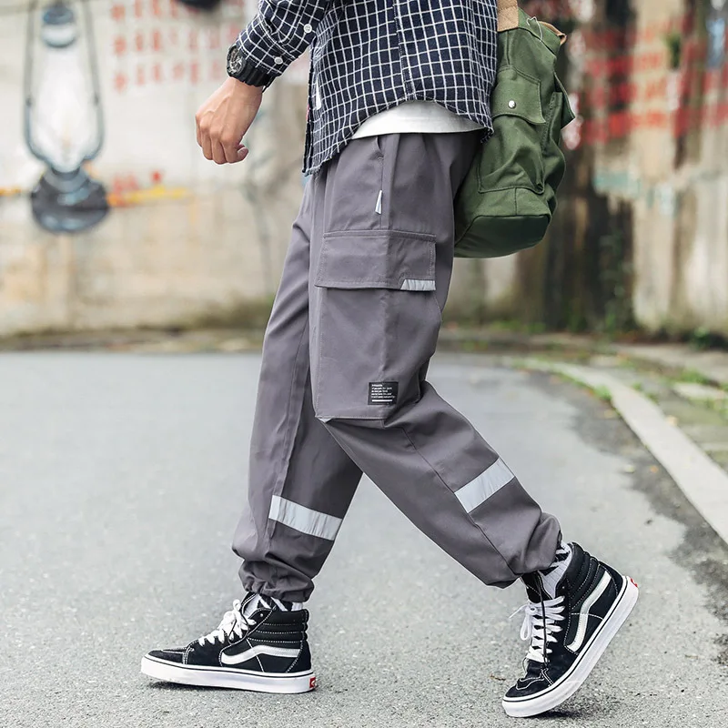 

2019 Autumn New Style Japanese-style Large Size Origional Reflective Fluorescent MEN'S Ninth Pants Casual Pants Men'S Wear