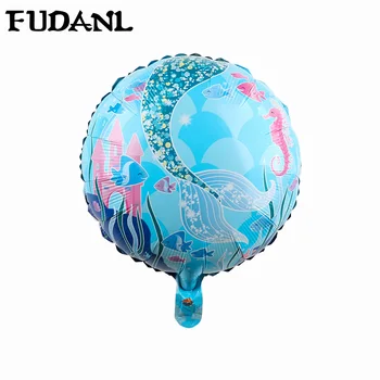 

50pcs 18inch Blue Sea Fish Mermaid Helium Balloons Happy Birthday Party Supplies Foil Balloon Baptism Decoration Balloon