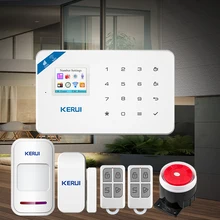 KERUI-sistema de alarma de seguridad para el hogar Detector de movimiento, Control de fuego, Detector de humo, alarma, pantalla con WIFI, GSM, TFT, 1,7 pulgadas, W18