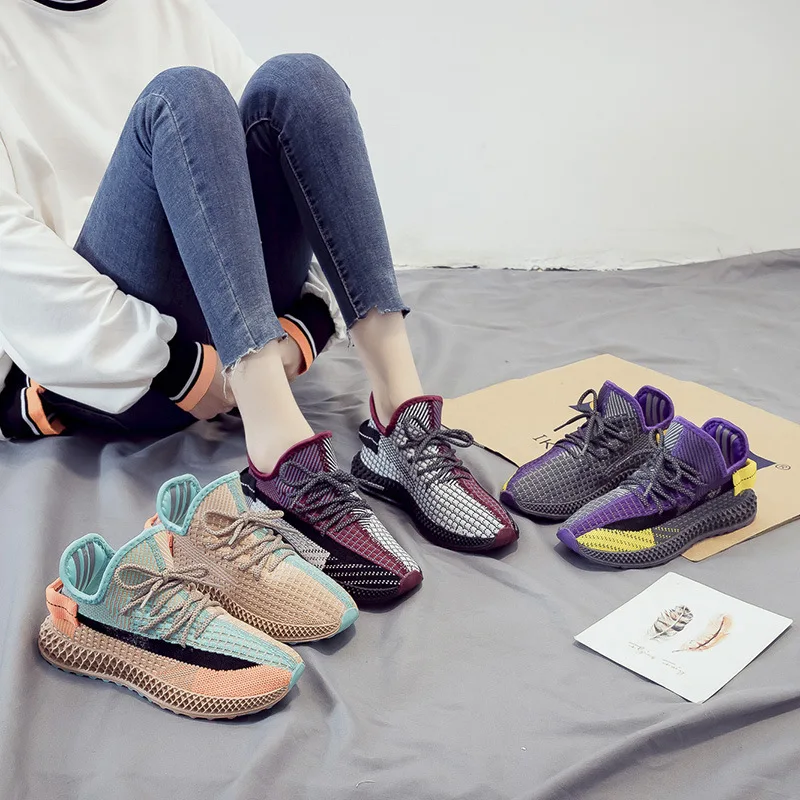 Women Casual Coconut Women Shoes Flat Sports Shoes Super Stretch Breathable Tennis Shoes Flying Woven Running Shoes Women' Shoes