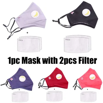 

1PC Cotton Face Mask+2PCS Filters Washable Reusable Mouth Mask With Respirator Breathable Mask Adults Unisex Mascarilla De Tela