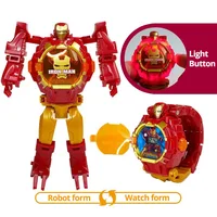 Light Digital Children Watches Boys Cartoon Robot Transformation Wristwatch Toy Mecha Robot Electronic Clock 2