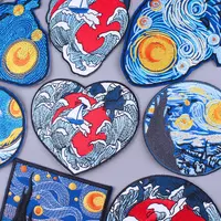 Buy Van Gogh Embroidered Patches For Clothing Stickers Hippie Heart Patch Accessories Iron On Patches On Clothes Embroidery Patch Online - Image 3