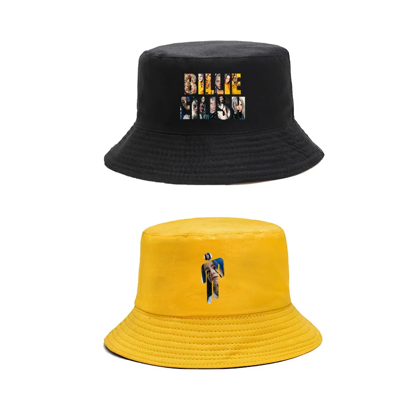 

BILLIE EILISH Front And Back Can Be Changed Fisherman Hat 2020 NEW Casual Sun Hat Solid Color Sale