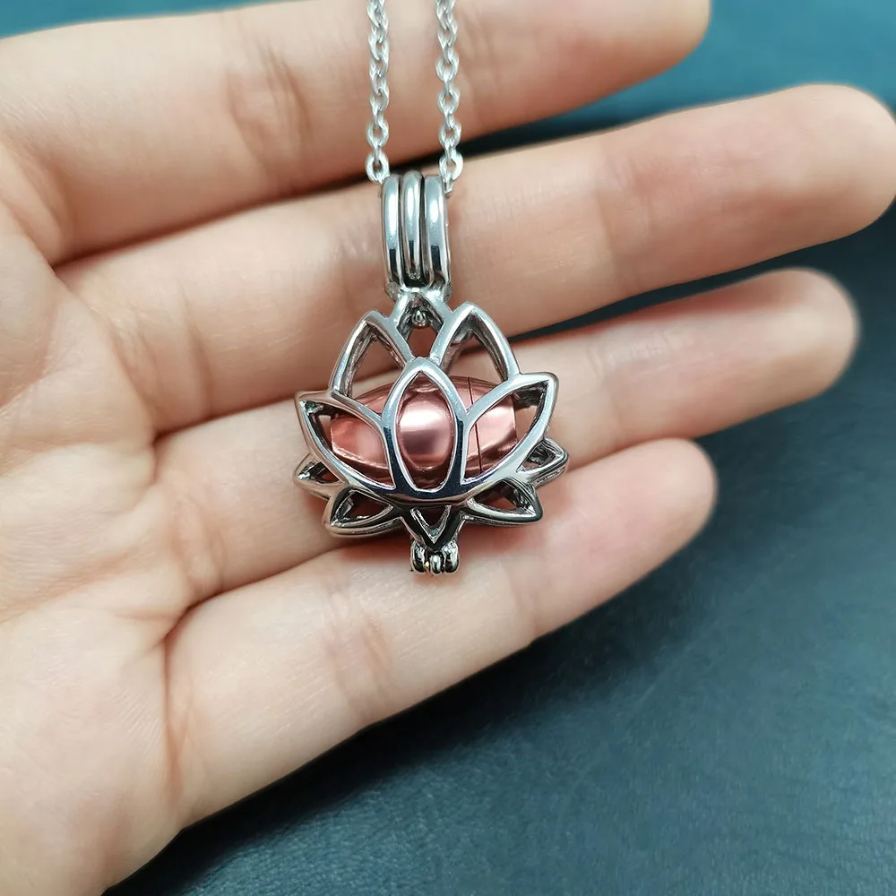 Hermoso colgante de cremación de acero inoxidable de loto, joyería, minibotella de oro rosa, soporte para cenizas, urna conmemorativa de recuerdo, collar