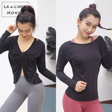 Женские спортивные топы с двумя способами, дышащая открытая футболка с длинным рукавом для фитнеса и бега, спортивная одежда для занятий йогой, свободная спортивная одежда