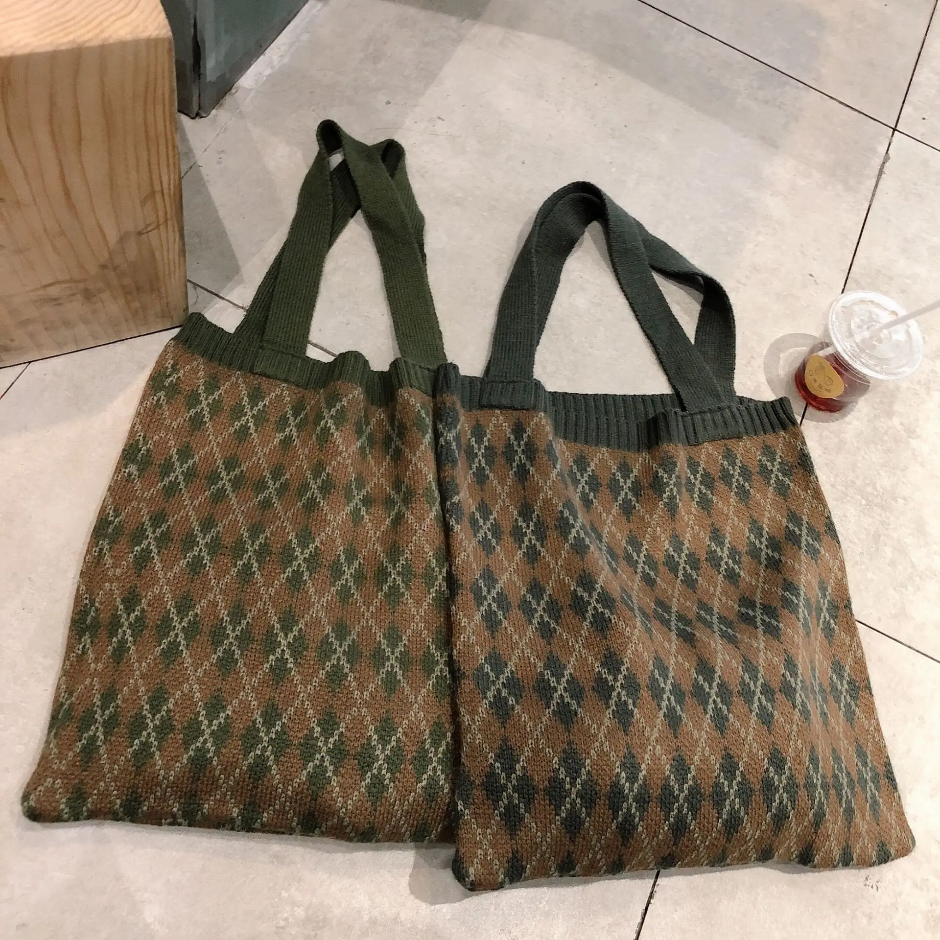 Новая сумка для покупок, Студенческая трикотажная Сумка-тоут, Хлопковая Сумка для женщин с одним плечом из шерсти