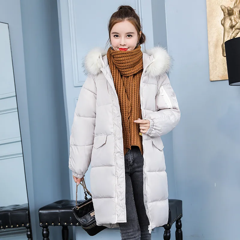 

Photo Shoot Korean-style New Style Large Fur Collar Thick Cotton-padded Clothes Women's Mid-length Slim Fit Large Size Fashion S
