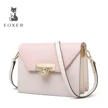 FOXER Elegant Lady Mini Flap Bag Cowhide Leather Messenger Bag For Women Simple Pink Crossbody Bag Cute Style Young Girl Present