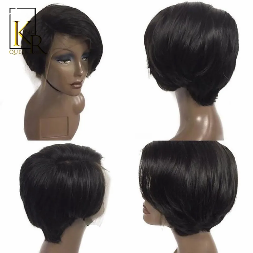 Короткий боб парик 13 × 4 человеческие волосы на кружеве парики для женщин 130% плотность бразильские волосы Remy низкое соотношение отбеленные узлы предварительно выщипанные волосы