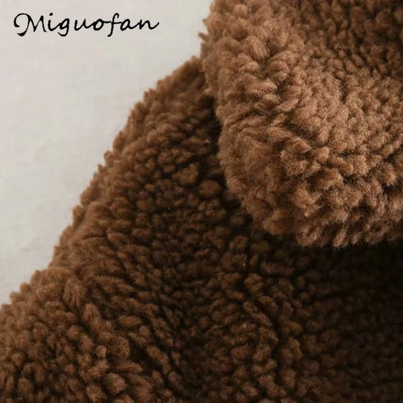 Miguofan, Женское пальто из искусственного меха, теплые меховые пальто, куртки с карманами и пуговицами, с длинным рукавом, Осень-зима, Женская однотонная верхняя одежда, винтажные Топы