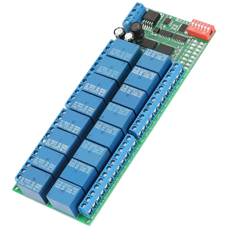 Реле DC12V 16 каналов RS485 релейный модуль RTU релейная плата PLC контроллер последовательный порт переключатель 485 реле