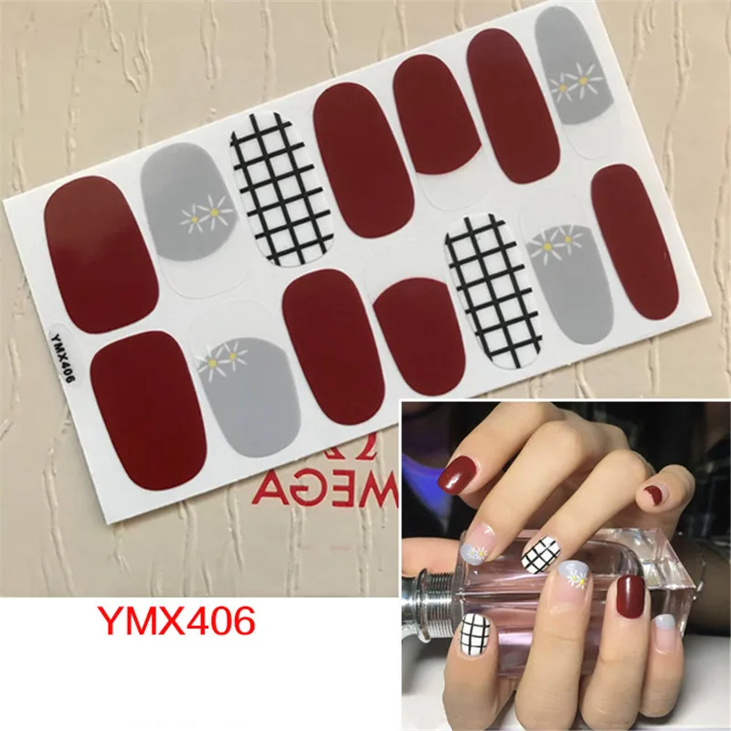 Корея предназначен обертки блестящие, дизайн ногтей Стикеры наклейки многоцветная Водонепроницаемый ногтей Стикеры s полоски «сделай сам» салонного маникюра Прямая поставка - Цвет: YMX-406