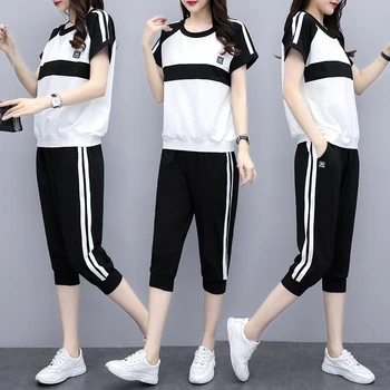 

Make spot summer wear the new large size ladies' fat mm short sleeve show thin minutes of pants suit