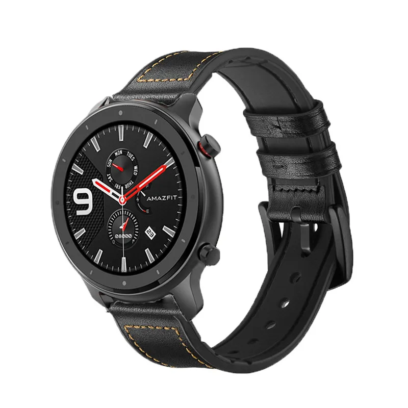 Для Xiaomi Huami Amazfit GTR 47 мм ремешок силиконовый+ кожаный ремешок Смарт часы браслет Huami Amazfit gtr 42 мм ремни