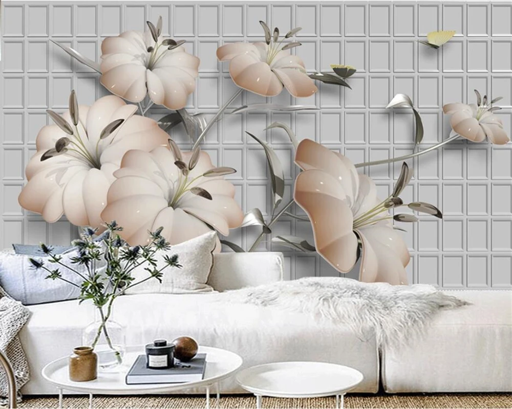 wall papers home decor Custom beautiful jewelry flowers modern light luxury TV sofa background 3D bedroom wallpaper mural behang
