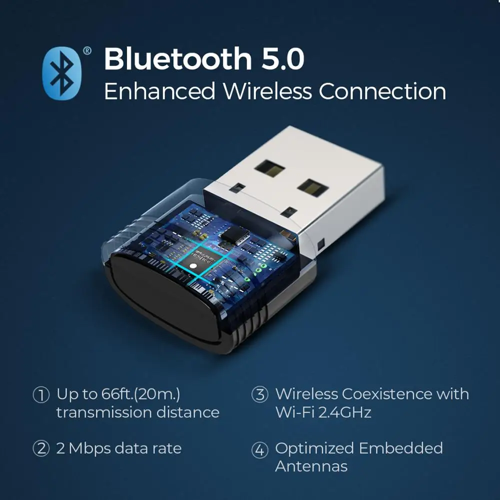 Mpow BH456 Bluetooth 5 0 Wireless USB Adapter Transmitter Receiver 2 in 1 Plug and Play For Win7 8 10 Linux Headphone PC Speaker